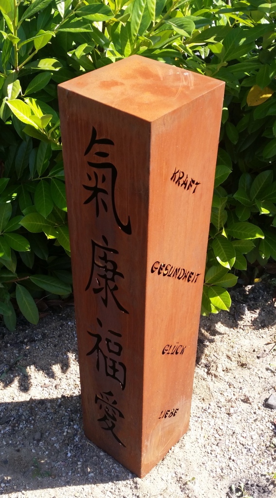 Edelrost Säule Liebe Kraft Glück Gesundheit